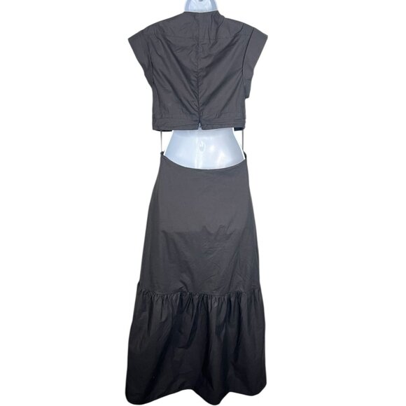 A.L.C. Alexandria Dress Black Cut Out Fit and Flare Cotton Midi Maxi 8 - Picture 15 of 16